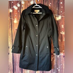 Michael Kors Black Trench Coat with Silver Buttons